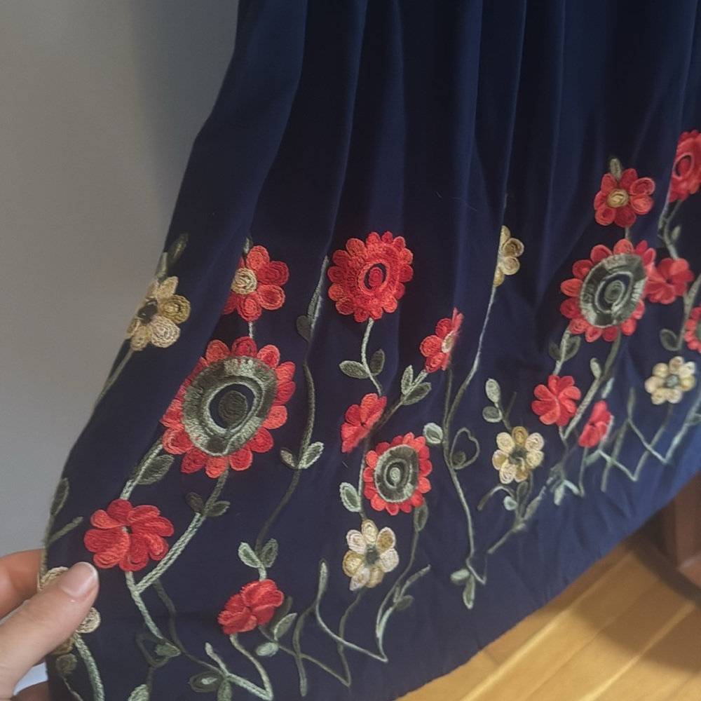 Amazon Navy Dress with Floral Embroidery - Picture 3 of 4